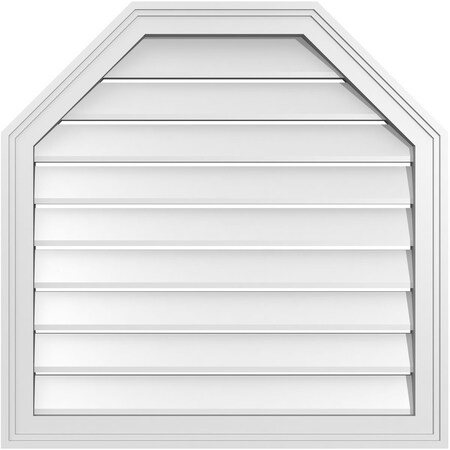 Ekena Millwork Octagonal Top Surface Mount PVC Gable Vent w/ 2"W x 1-1/2"P Brickmould Frame, 28"W x 28"H GVPOT28X2802SF